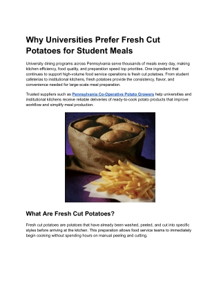 Why Universities Prefer Fresh Cut Potatoes for Student Meals