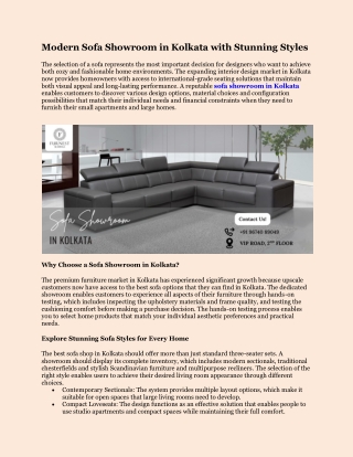 Modern Sofa Showroom in Kolkata with Stunning Styles