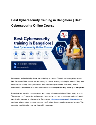 Best Cybersecurity training in Bangalore _ Best Cybersecurity Online Course