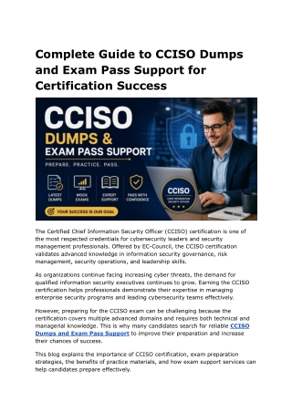 Complete Guide to CCISO Dumps and Exam Pass Support for Certification Success