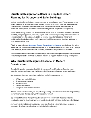 Structural Design Consultants in Croydon_ Expert Planning for Stronger and Safer Buildings