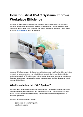 How Industrial HVAC Systems Improve Workplace Efficiency