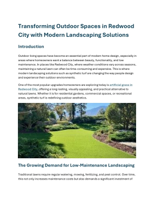 Transforming Outdoor Spaces in Redwood City with Modern Land