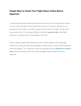 Simple Ways to Check Flight Status Online Before Departure | Flights from Canada