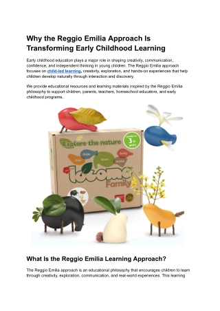 Why the Reggio Emilia Approach Is Transforming Early Childhood Learning