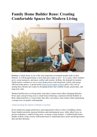 Family Home Builder Reno Creating Comfortable Spaces for Modern Living