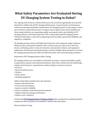 EV_Charging_System_Testing_Dubai_Safety_Parameters