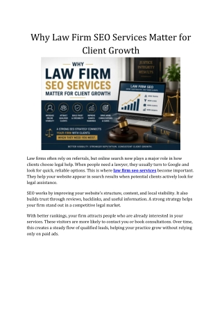 Why Law Firm SEO Services Matter for Client Growth
