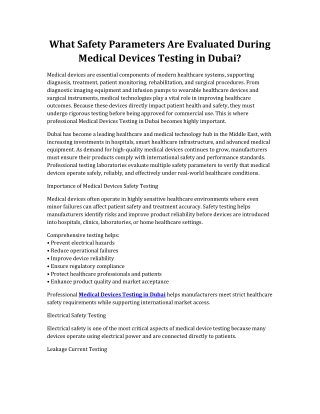Medical_Devices_Testing_Dubai_Safety_Parameters