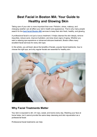 Best Facial in Boston MA_ Your Guide to Healthy and Glowing Skin