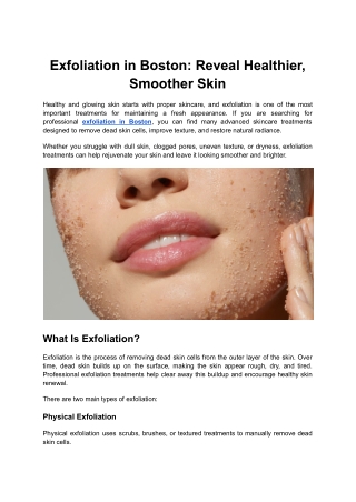 Exfoliation in Boston_ Reveal Healthier, Smoother Skin