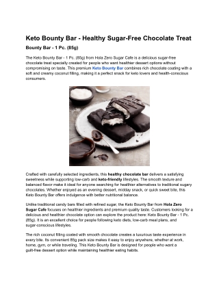 Keto Bounty Bar - Sugar Free Chocolate Coconut Treat