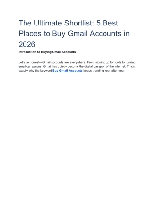 Buy Gmail Accounts - The Complete 2026 Buyer's Guide