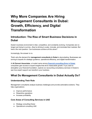 Why More Companies Are Hiring Management Consultants in Dubai