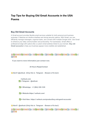 Top Tips for Buying Old Gmail Accounts in the USA Poems