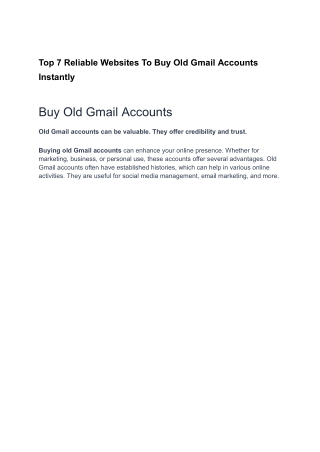 Top 7 Reliable Websites To Buy Old Gmail Accounts Instantly