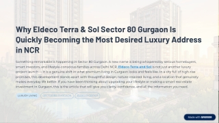 Luxury Living at Eldeco Terra and Sol Gurgaon