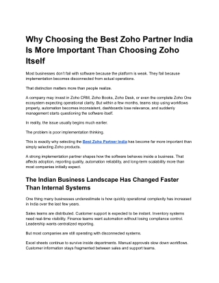 Why Choosing the Best Zoho Partner India Is More Important Than Choosing Zoho Itself (1)