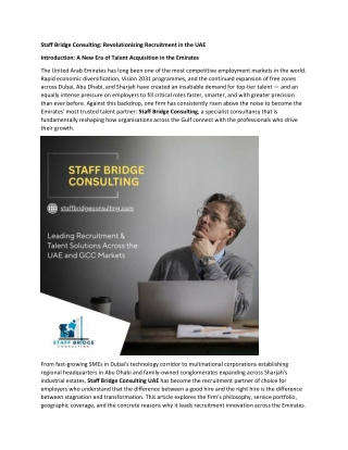Staff Bridge Consulting - Revolutionizing Recruitment in the UAE