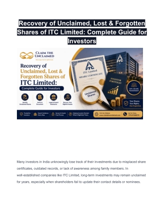 Recovery of Unclaimed, Lost & Forgotten Shares of ITC Limited_ Complete Guide for Investors