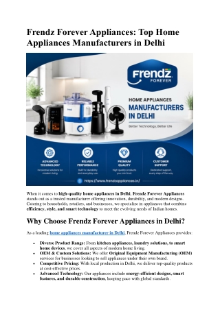 Home appliances Manufacrurers In Delhi