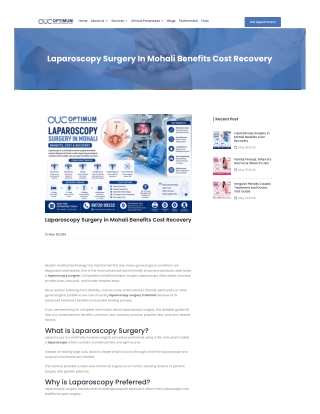 Laparoscopy Surgery in Mohali Benefits Cost Recovery