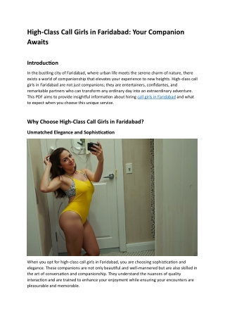 High-Class Call Women in Faridabad Your Companion Awaits