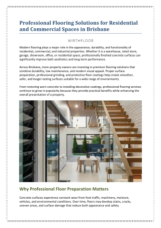 Professional Flooring Solutions for Residential and Commercial Spaces in Brisbane