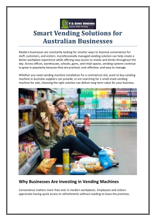 Smart Vending Solutions for Australian Businesses