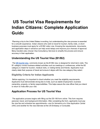 Complete Guide on US Tourist Visa Requirements for Indians