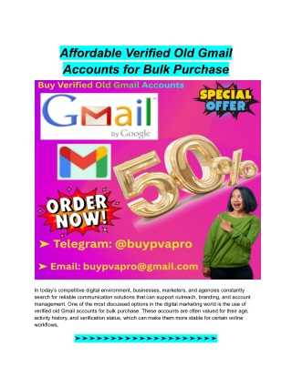 Affordable Verified Old Gmail Accounts for Bulk Purchase