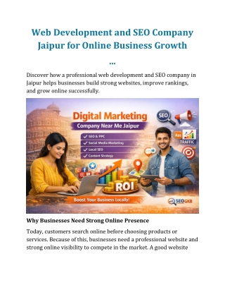 Web Development and SEO Company Jaipur for Better Online Growth