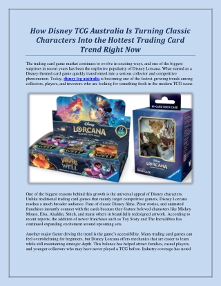 How Disney TCG Australia Is Turning Classic Characters Into the Hottest Trading