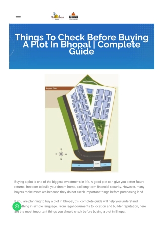 Things to Check Before Buying a Plot in Bhopal  Complete Guide