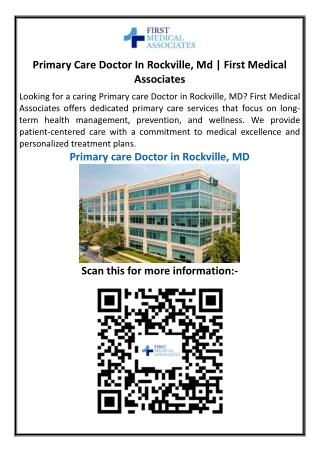 Primary Care Doctor In Rockville, Md | First Medical Associates