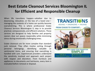 Best Estate Cleanout Services Bloomington IL for Efficient and Responsible Cleanup