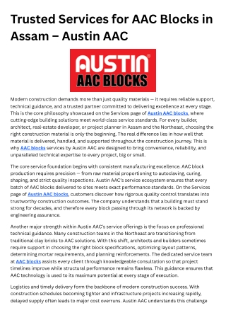 Trusted Services for AAC Blocks in Assam – Austin AAC