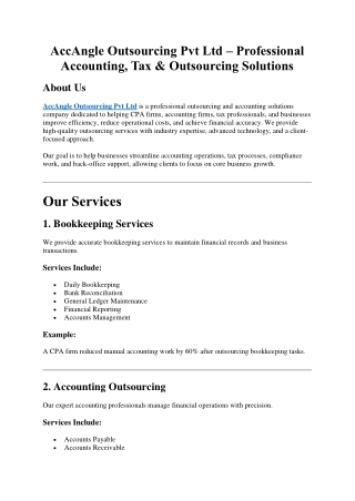AccAngle Outsourcing Pvt Ltd | Accounting & Tax Outsourcing Experts