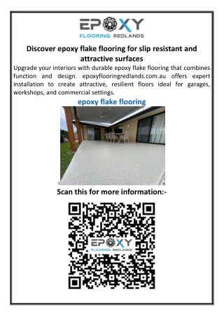 Discover epoxy flake flooring for slip resistant and attractive surfaces
