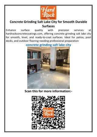 Concrete Grinding Salt Lake City for Smooth Durable Surfaces