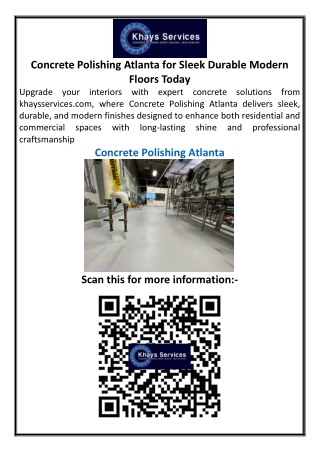 Concrete Polishing Atlanta for Sleek Durable Modern Floors Today
