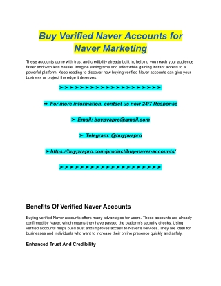 Buy Verified Naver Accounts for Naver Marketing