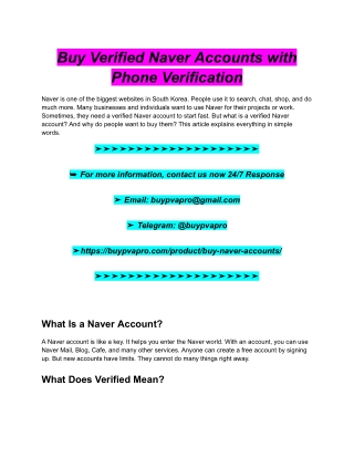 Buy Verified Naver Accounts with Phone Verification