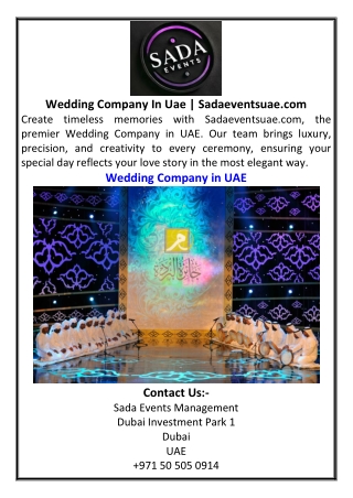 Wedding Company In Uae | Sadaeventsuae.com