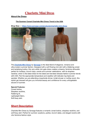 The Summer Corset Charlotte Mini Dress Trend in the USA