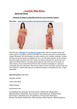 Romantic & Elegant Loretta Dress for Luxury Summer Fashion
