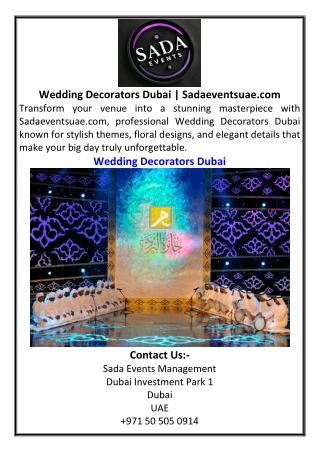 Wedding Decorators Dubai | Sadaeventsuae.com