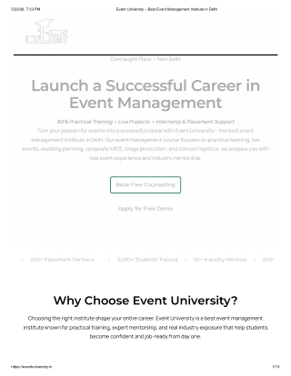Event University – Best Event Management Institute in Delhi
