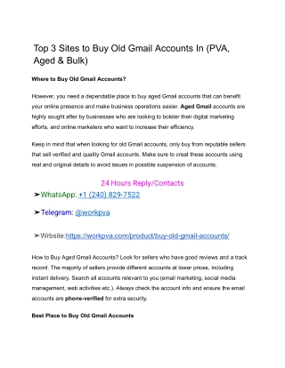 Top 3 Sites to Buy Old Gmail Accounts In (PVA, Aged & Bulk)