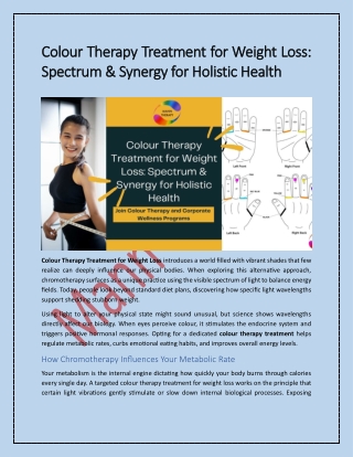 Colour Therapy Treatment for Weight Loss: Spectrum & Synergy for Holistic Health